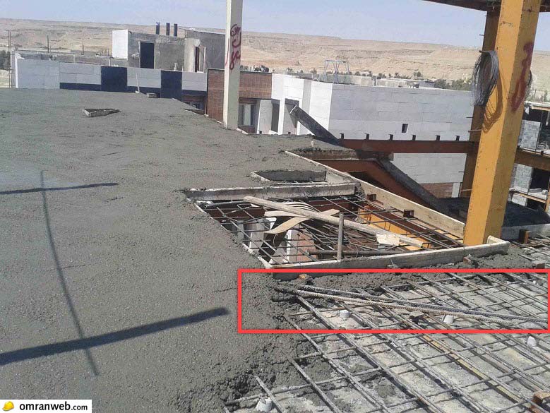 نصب آرماتور مورب در بازشوها و داکت سقف